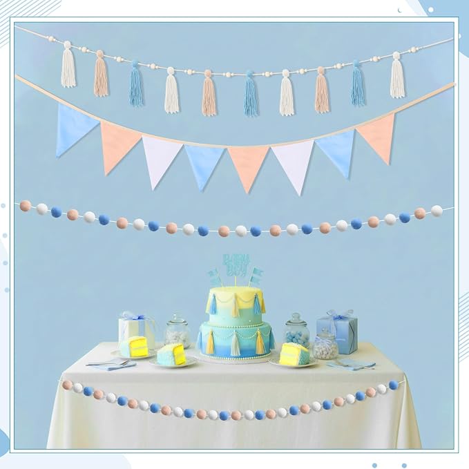 Hahafelt 4 Pcs Baby Shower Party Decoration Kit Pennant Bunting Banner Tassel - Image 6