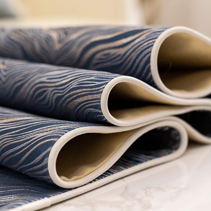Avigers 12 x 78 Inch Decorative Luxury Abstract Striped Navy Blue Table Runners with Tassels for Home Living Room Bedroom Art Decor Wedding