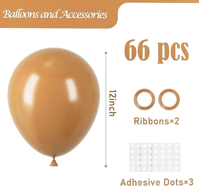 Voircoloria 66pcs Brown Latex Party Balloons, 12inch | - Image 2