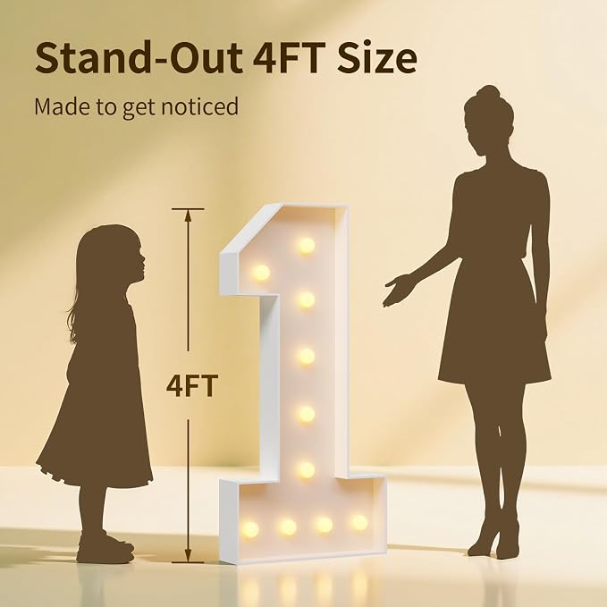 4FT Light Up Marquee Number 60 Warm White Light | Decorations - Image 2
