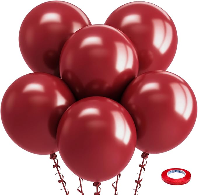 Bezente Burgundy Balloons 18 Inch 30 Pack Latex Large Thick | Dark Ruby Retro by Bezente