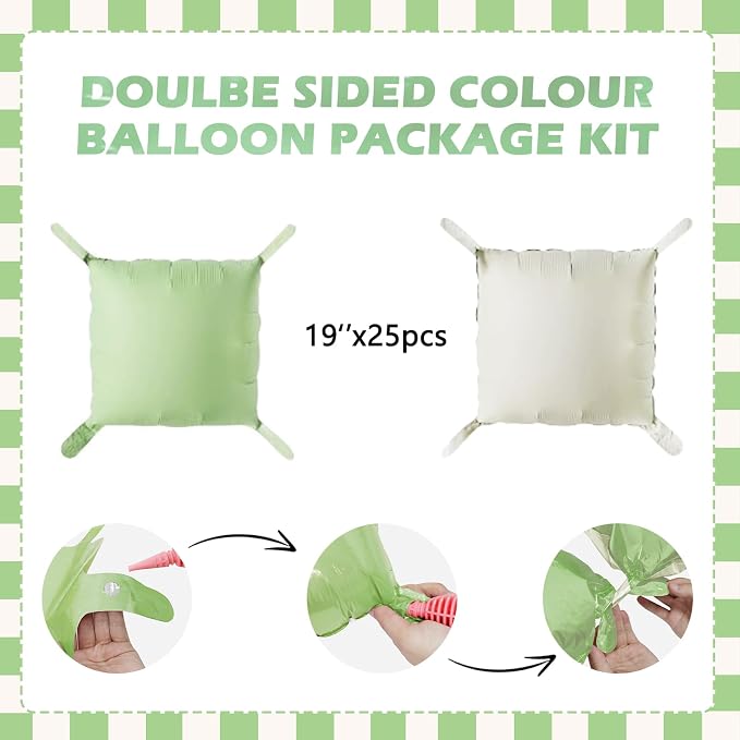 Matte Mint Green and Beige Foil Balloons Wall Tunnel Backdrop Double Sided - Image 2