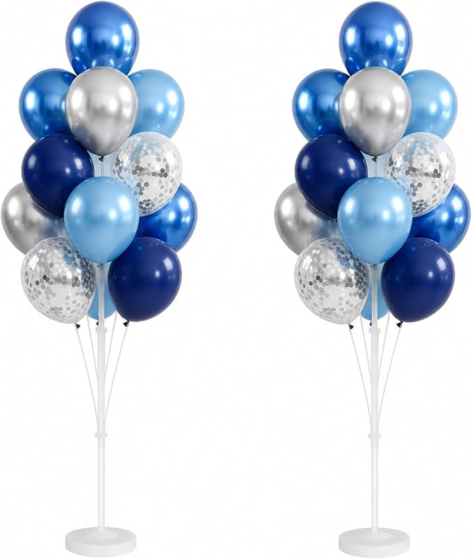 Navy Blue Silver Balloon Stand Kit, 2 Sets by IMISNO