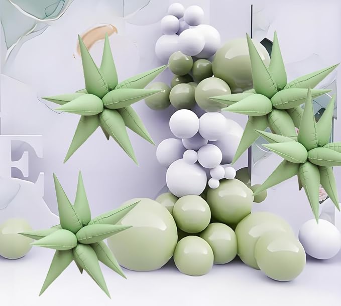 50pcs Matte Green 20' Water Drop Foil Cone Mylar Balloons Matte Green Star - Image 4