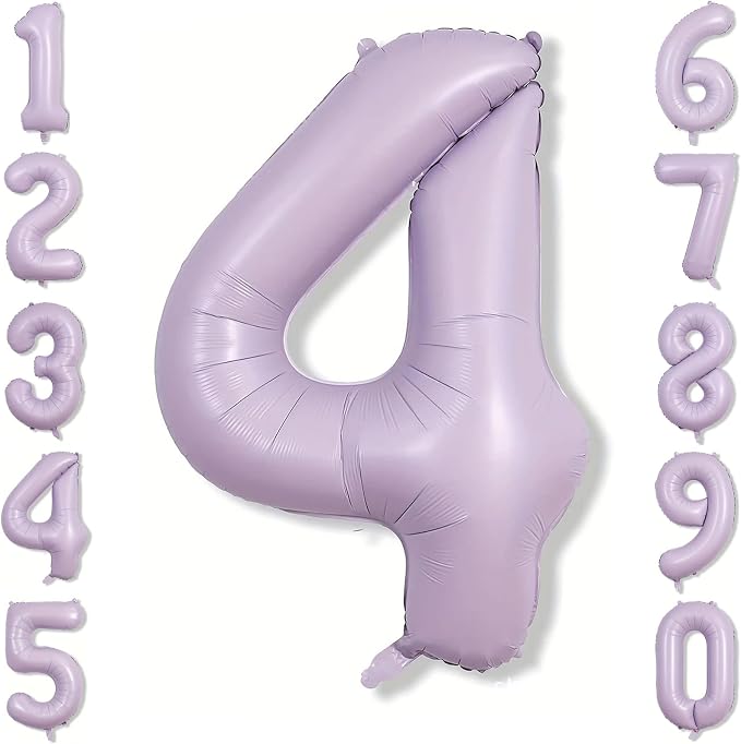 Cream Purple Number 4 Balloon 40 Inch, Foil Numeral by Unknown