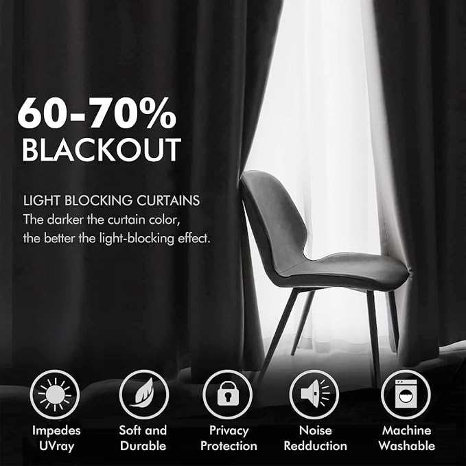 MIULEE Velvet Curtains Grey 52 x 84 Inch Length Set of 2 | Grommet Drapes - Image 4