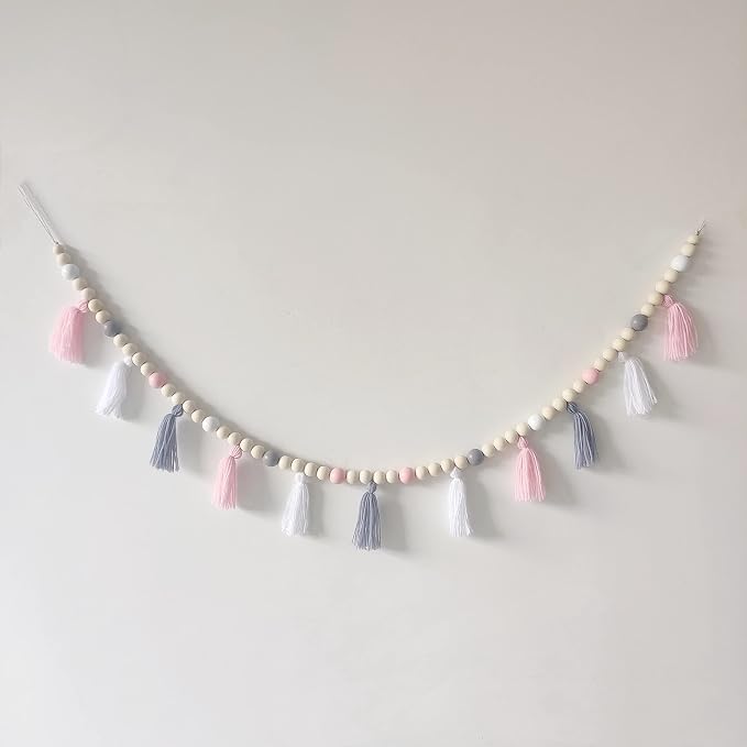 59" Tassel Garland With Wood Beads - Image 6