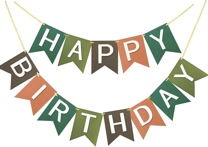 Letjolt Brown Happy Birthday Banner Handmade Tropical Theme 13pcs | Pre-Strung by Letjolt