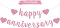 BEISHIDA Glitter Pre-Strung Pink Happy Anniversary Banner Decoration | NO DIY by Beishida