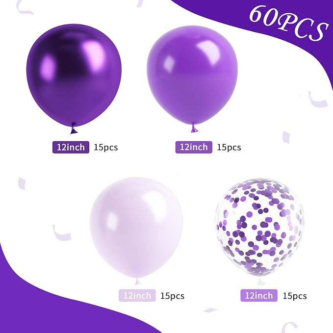 Metallic Purple and Premium Latex Lavender Lilac Balloons - Image 2