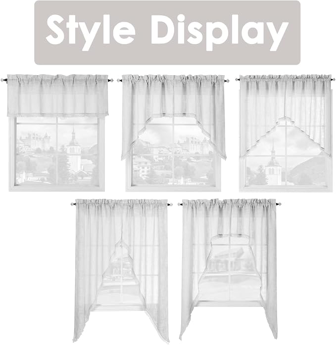 Beda Home Tassel Linen Textured Swag Curtain Valance - Image 7