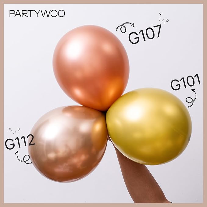 PartyWoo Metallic Rose Gold Balloons 140pcs Chrome Champagne Gold Color | 18 12 - Image 4