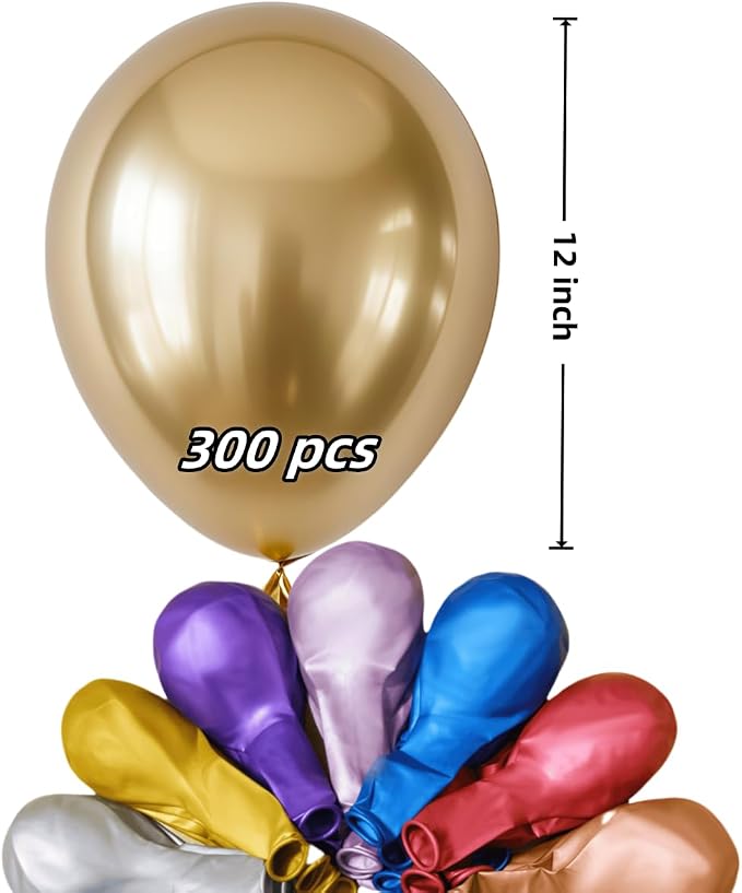 300 Pcs Metallic Chrome Balloons 12 Inch Colorful Party Balloon - Image 2