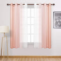 DWCN Blush Pink Faux Linen Ombre Sheer Curtains by DWCN