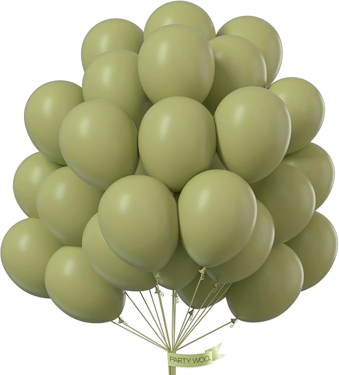 PartyWoo Sage Green Balloons 100pcs Olive Boho Green Color 12 Inch | Balloons by PartyWoo