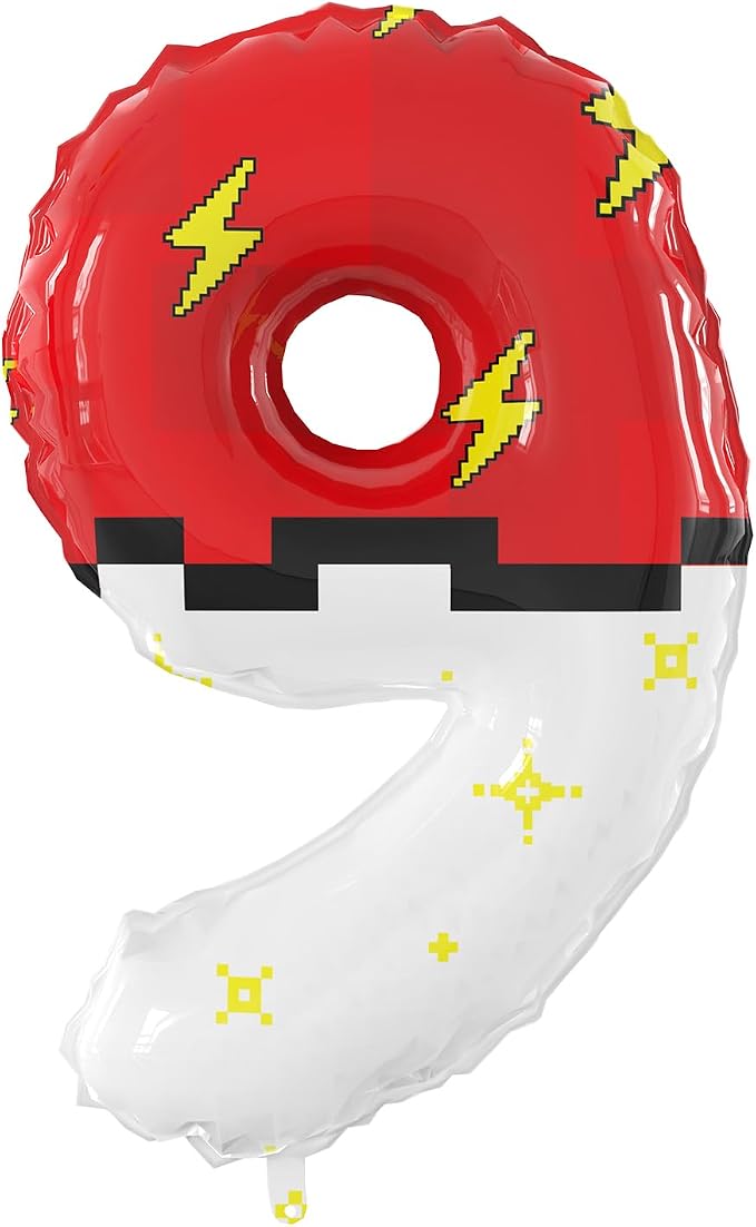 40 Inch Giant Red and White Cartoon Theme Number Foil Balloons by SIXONEAIEN