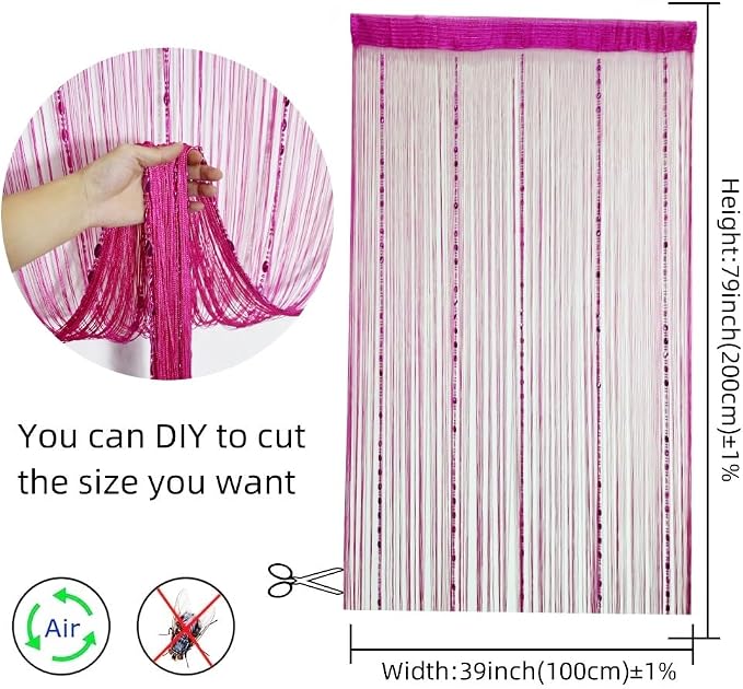 ave split 100cmX200cm Decorative Door String Curtain Beads Wall Panel Fringe - Image 3