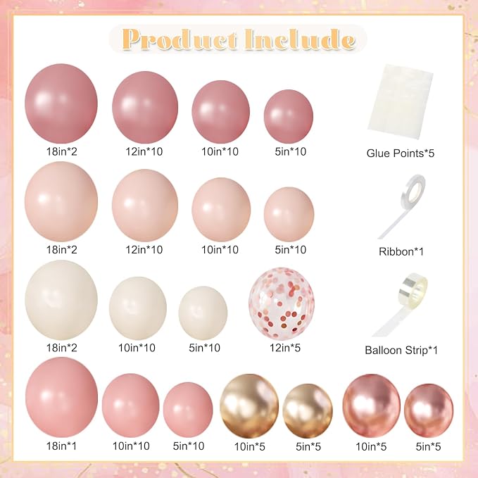 Dusty Rose Pink Balloon Arch Kit - Image 5