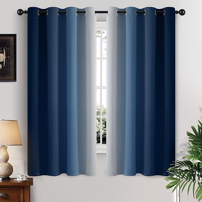 Yakamok Ombre Curtains Blue and Greyish White by Yakamok