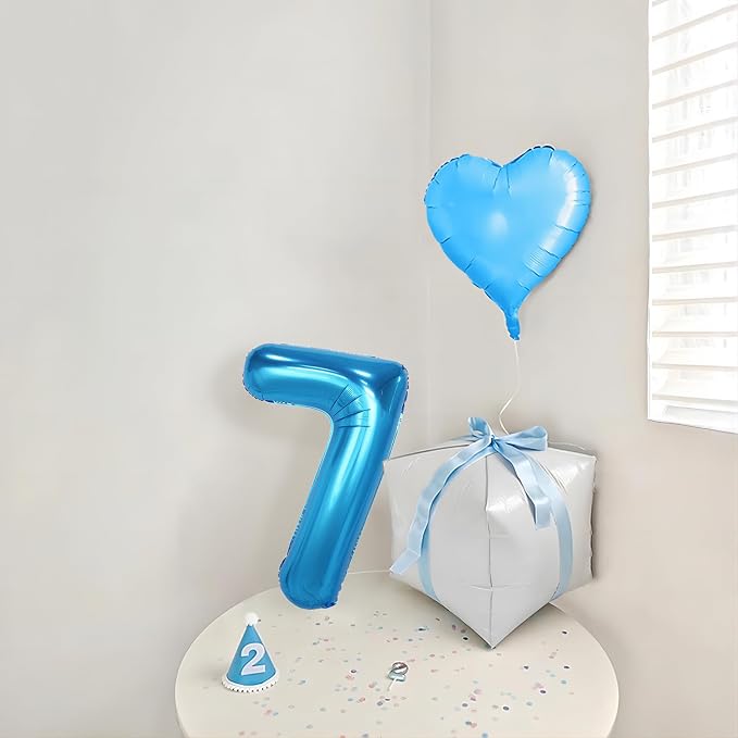 40 Inch Blue Number Balloons, Helium Mylar Foil Number Balloons - Image 6