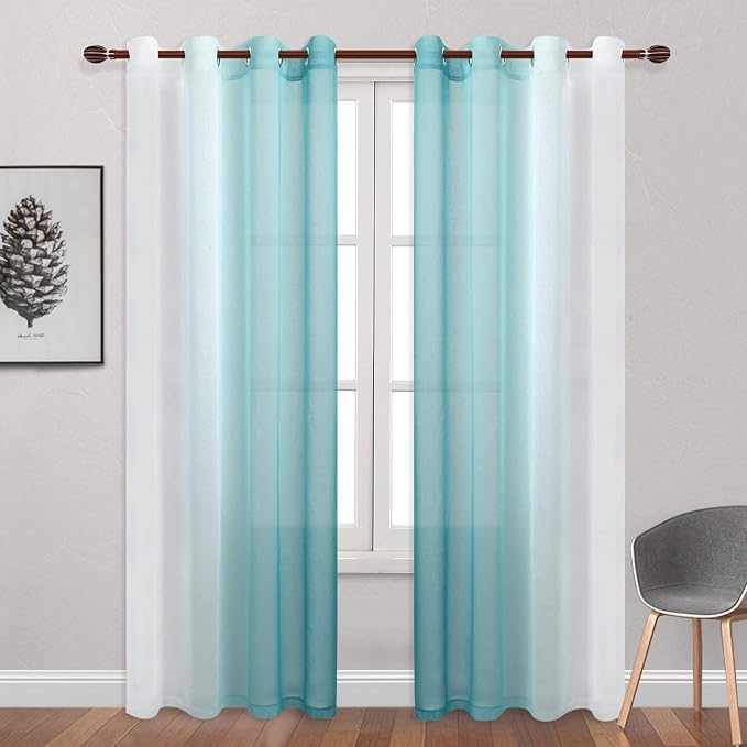 DWCN Ombre Faux Linen Sheer Curtains - Image 2