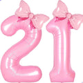 Pink Bow Birthday Decorations 21 12 Balloon Numbers by Unknown