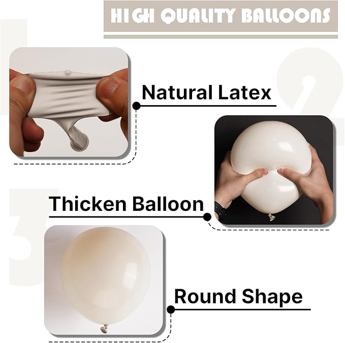 PartyWoo White Balloons 50pcs Sand White Beige Cream Ivory Boho Neutral | - Image 7