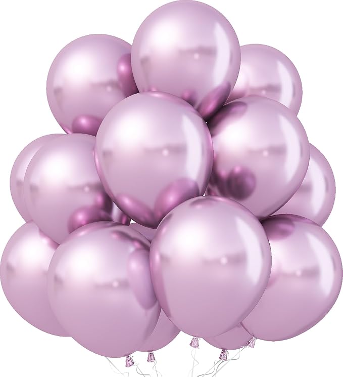 Jobkoo Metallic Pink Balloons, 12Inch Chrome Light Pink Balloons 30Pcs Light by Jobkoo