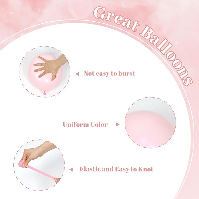 60pcs Light Pink Balloons with Clear Pastel Pink and White Balloons - Image 4