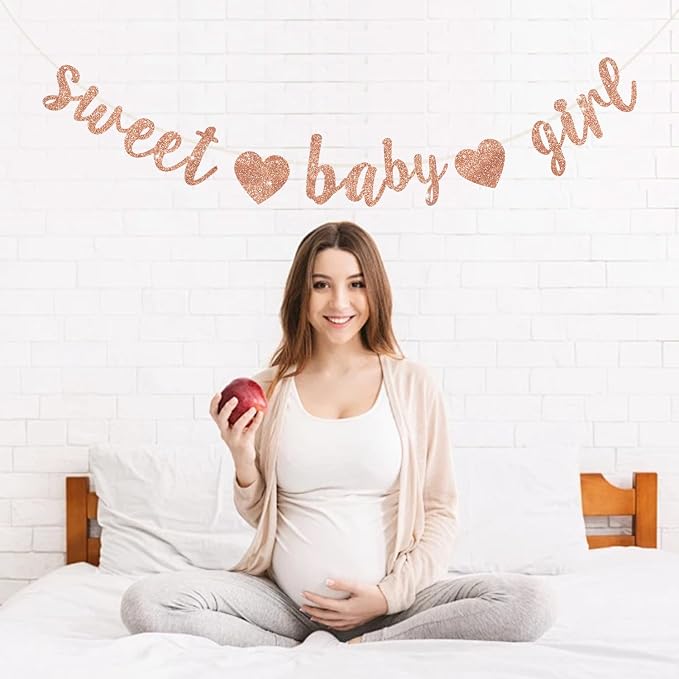 BEISHIDA Pre-Strung Glitter Rose Gold Girl Baby Banner Baby Shower Decor | NO - Image 5