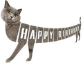 Cat Happy Birthday Banner Grey Cats Theme Party Decorations Cat Banner Bunting by Adecortalk