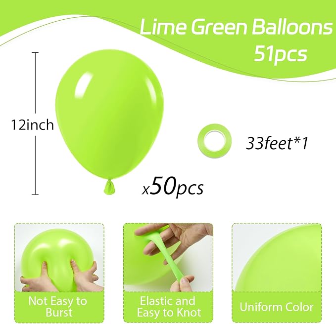 Lime Green Balloons 12 inch, Birthday Party Decorations - Image 2