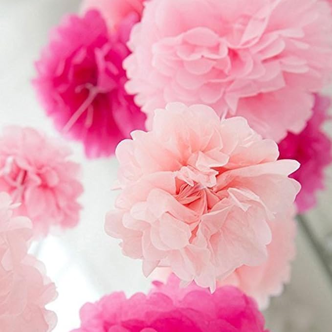 We Moment Hot Pink and Light Pink Paper Pom Poms - Image 5