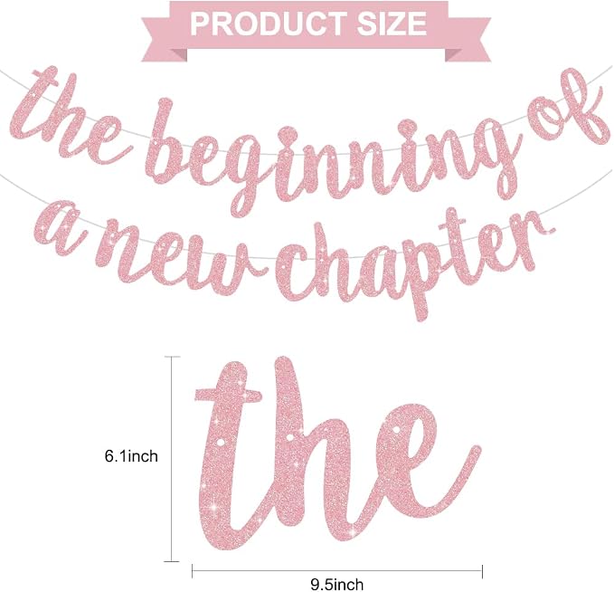 BEISHIDA Dark Pink Pre-Strung Glitter The Beginning of A New Chapter Banner | - Image 2