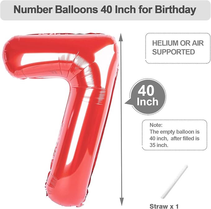 Numbers 16 Balloon 40Inch Red Balloons - Image 5