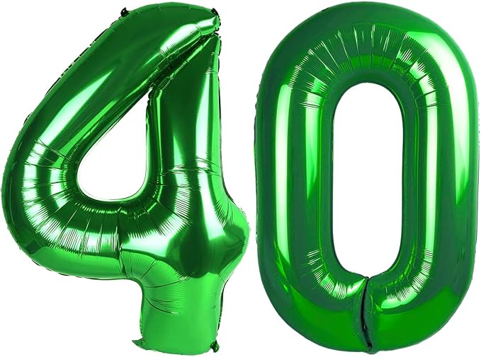Green Number 40 Balloon 40 Inch, 40th Birthday Party Decorations Men Women | by IWERP