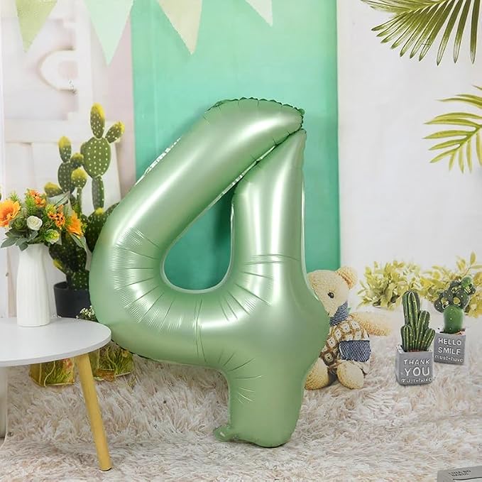 2 Balloon Numbers Birthday Decorations, 40In Sage-Green Balloons - Image 5
