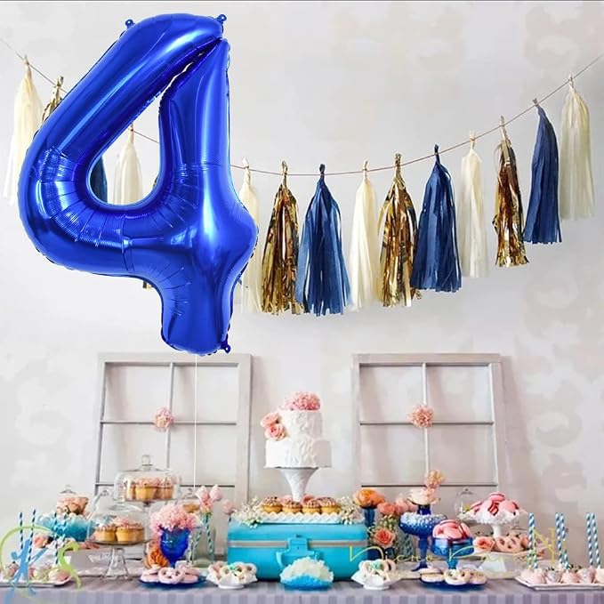 TONIFUL 40 Inch Navy Blue Number 4 Balloons Large Foil 4th Birthday Decor | - Image 6