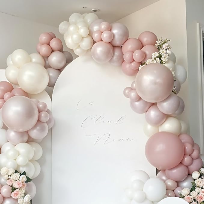 Dusty Pink Balloons, 12 Inch Double Stuffed Blush Pale Light Pink and Pearl - Image 8