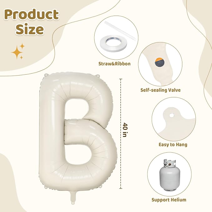 BRIDE Balloons Bachelorette, Cream BRIDE Letter Balloon Foil Bridal Balloons | - Image 2