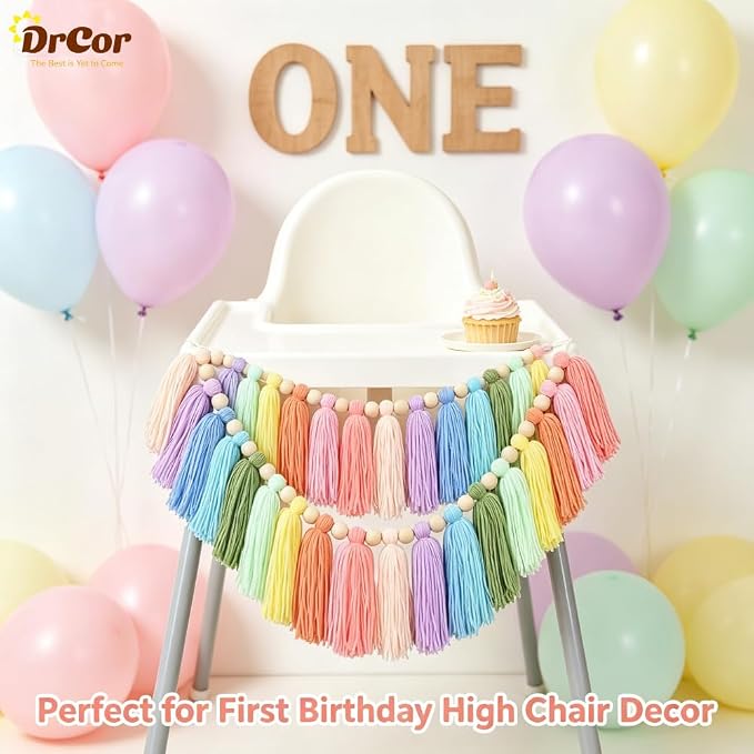 DrCor Pastel Rainbow Tassel Garland – Boho Classroom Decor | Boho wall hanging - Image 6