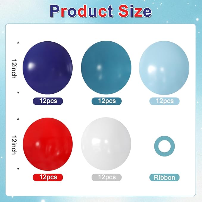 Red White Blue Balloons for Baseball Birthday Party Decorations | 60Pcs 12Inch - Image 2