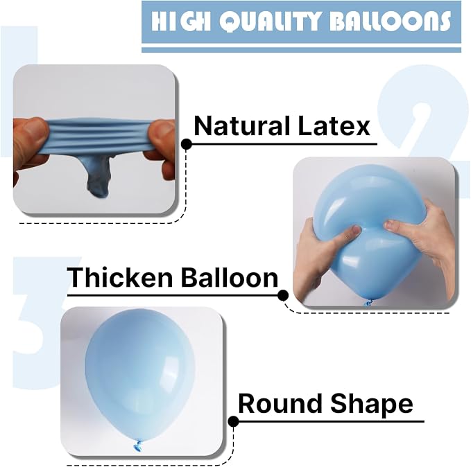 PartyWoo Light Blue Balloons 100pcs Baby Pastel Sky Aqua Blue Color | Balloons - Image 8