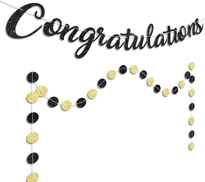Black Congratulations Banner Sign Prestrung Congrats Banner Garland - Image 7