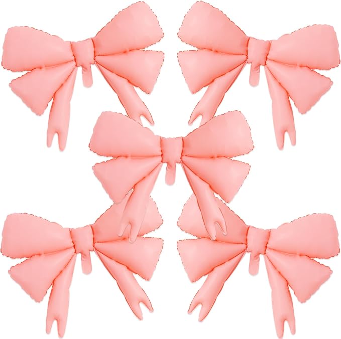 Vuzvuv 5 Pcs 30 Inch Foil Pink Bow Balloons by Vuzvuv