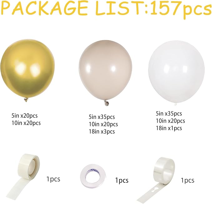 White Sand Gold Balloons Garland Arch Kit - Image 2