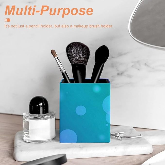 Square Pens Pencils Holder Cup PU Leather Desktop Stationery Organizer Case New - Image 6