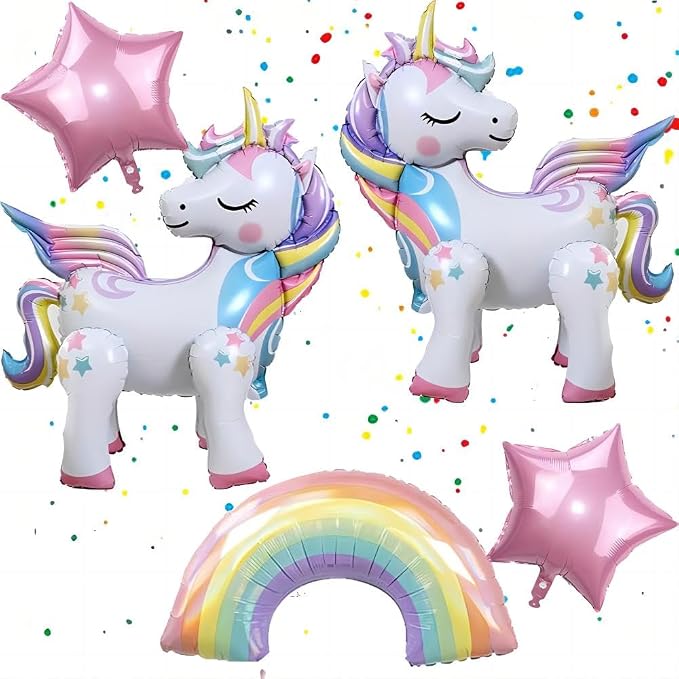 5 Pcs Self Standing Unicorn Balloons by DUILE