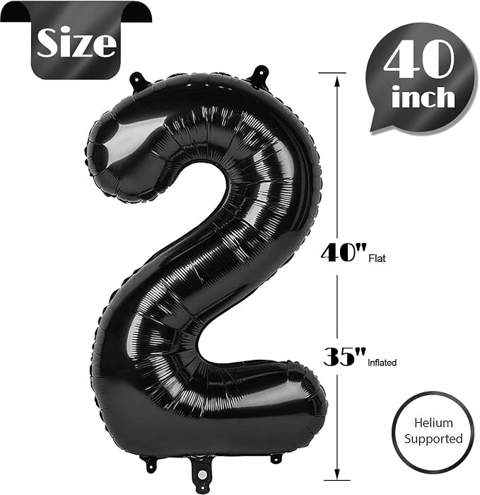 Black Number 2 Balloon 40 Inch - Image 5