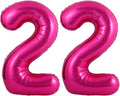 Hot Pink 22 Number Balloons, 40 Inch Giant Number 22 Balloons Foil Mylar Helium by Lovoir